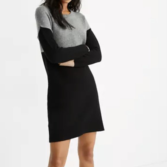 Madewell Dresses & Skirts - Madewell Grey and Black Colorblock Sweater Dress